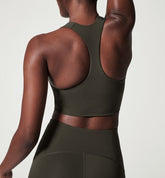Longline Medium Impact Sports Wireless Bra Olive